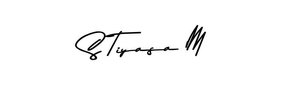 How to make S Tiyasa M name signature. Use Asem Kandis PERSONAL USE style for creating short signs online. This is the latest handwritten sign. S Tiyasa M signature style 9 images and pictures png
