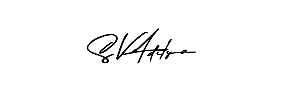 How to make S V Aditya name signature. Use Asem Kandis PERSONAL USE style for creating short signs online. This is the latest handwritten sign. S V Aditya signature style 9 images and pictures png