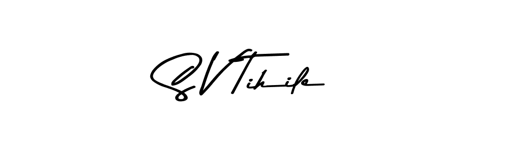 How to make S V Tihile name signature. Use Asem Kandis PERSONAL USE style for creating short signs online. This is the latest handwritten sign. S V Tihile signature style 9 images and pictures png