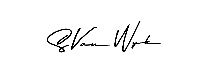 How to make S Van Wyk name signature. Use Asem Kandis PERSONAL USE style for creating short signs online. This is the latest handwritten sign. S Van Wyk signature style 9 images and pictures png