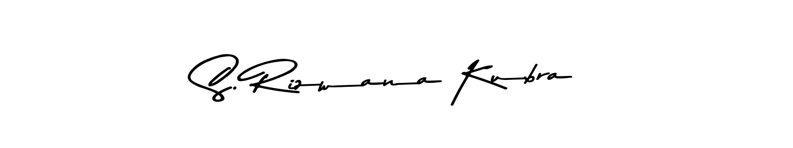 The best way (Asem Kandis PERSONAL USE) to make a short signature is to pick only two or three words in your name. The name S. Rizwana Kubra include a total of six letters. For converting this name. S. Rizwana Kubra signature style 9 images and pictures png