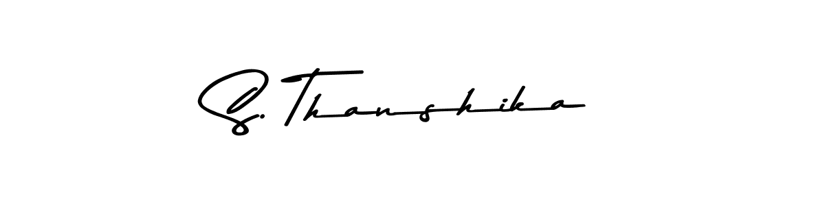 The best way (Asem Kandis PERSONAL USE) to make a short signature is to pick only two or three words in your name. The name S. Thanshika include a total of six letters. For converting this name. S. Thanshika signature style 9 images and pictures png