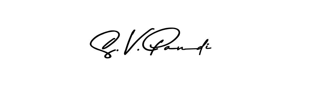 How to make S. V. Pandi name signature. Use Asem Kandis PERSONAL USE style for creating short signs online. This is the latest handwritten sign. S. V. Pandi signature style 9 images and pictures png