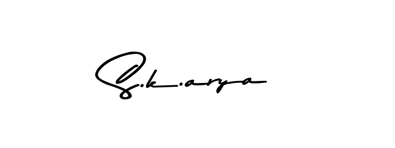 How to make S.k.arya name signature. Use Asem Kandis PERSONAL USE style for creating short signs online. This is the latest handwritten sign. S.k.arya signature style 9 images and pictures png