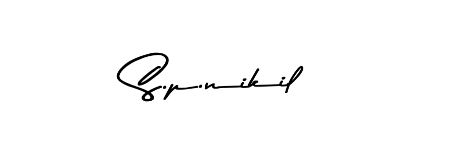 The best way (Asem Kandis PERSONAL USE) to make a short signature is to pick only two or three words in your name. The name S.p.nikil include a total of six letters. For converting this name. S.p.nikil signature style 9 images and pictures png