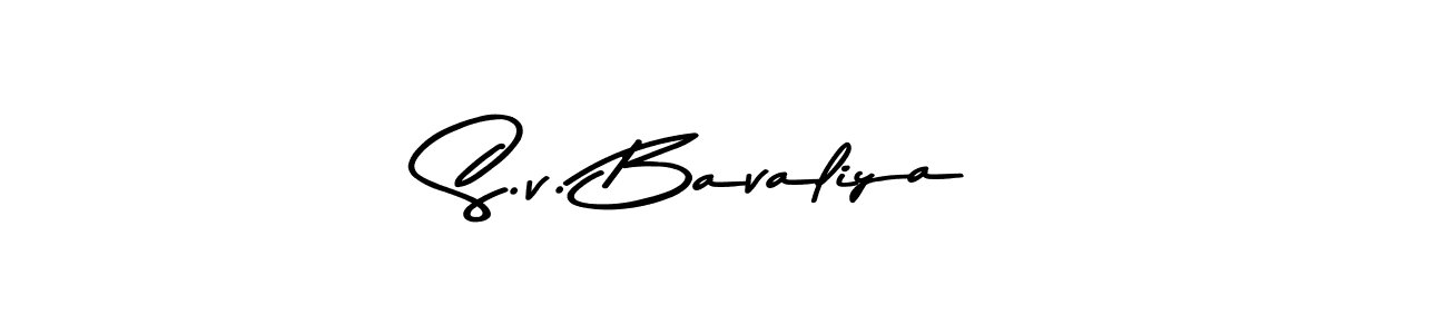Create a beautiful signature design for name S.v. Bavaliya. With this signature (Asem Kandis PERSONAL USE) fonts, you can make a handwritten signature for free. S.v. Bavaliya signature style 9 images and pictures png