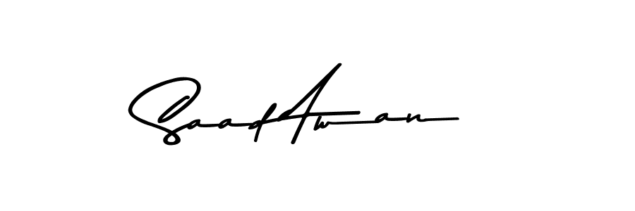 Create a beautiful signature design for name Saad Awan. With this signature (Asem Kandis PERSONAL USE) fonts, you can make a handwritten signature for free. Saad Awan signature style 9 images and pictures png