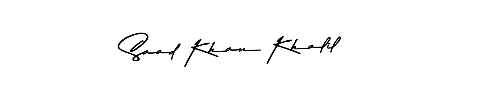 Make a beautiful signature design for name Saad Khan Khalil. With this signature (Asem Kandis PERSONAL USE) style, you can create a handwritten signature for free. Saad Khan Khalil signature style 9 images and pictures png