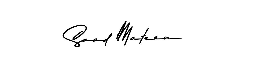 How to make Saad Mateen name signature. Use Asem Kandis PERSONAL USE style for creating short signs online. This is the latest handwritten sign. Saad Mateen signature style 9 images and pictures png