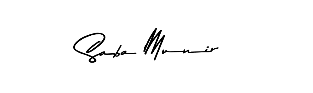 Create a beautiful signature design for name Saba Munir. With this signature (Asem Kandis PERSONAL USE) fonts, you can make a handwritten signature for free. Saba Munir signature style 9 images and pictures png