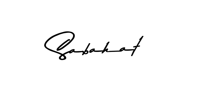 How to make Sabahat name signature. Use Asem Kandis PERSONAL USE style for creating short signs online. This is the latest handwritten sign. Sabahat signature style 9 images and pictures png
