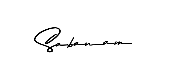 Make a beautiful signature design for name Sabanam. With this signature (Asem Kandis PERSONAL USE) style, you can create a handwritten signature for free. Sabanam signature style 9 images and pictures png