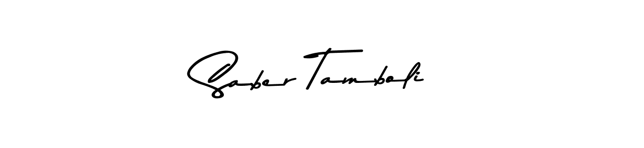 Make a beautiful signature design for name Saber Tamboli. With this signature (Asem Kandis PERSONAL USE) style, you can create a handwritten signature for free. Saber Tamboli signature style 9 images and pictures png