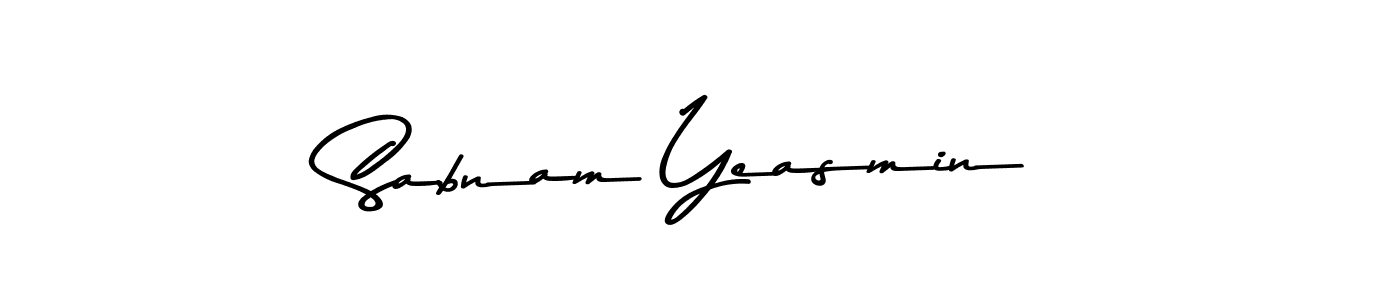 How to make Sabnam Yeasmin name signature. Use Asem Kandis PERSONAL USE style for creating short signs online. This is the latest handwritten sign. Sabnam Yeasmin signature style 9 images and pictures png