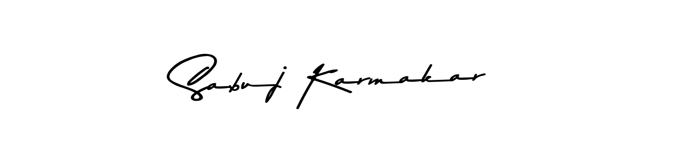 How to make Sabuj Karmakar name signature. Use Asem Kandis PERSONAL USE style for creating short signs online. This is the latest handwritten sign. Sabuj Karmakar signature style 9 images and pictures png