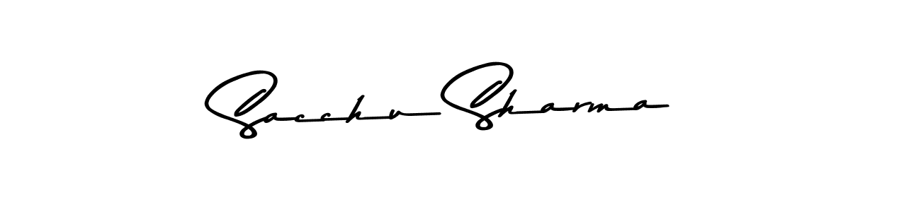 How to make Sacchu Sharma name signature. Use Asem Kandis PERSONAL USE style for creating short signs online. This is the latest handwritten sign. Sacchu Sharma signature style 9 images and pictures png