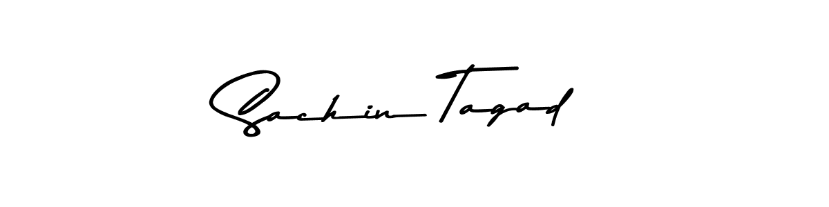 How to make Sachin Tagad name signature. Use Asem Kandis PERSONAL USE style for creating short signs online. This is the latest handwritten sign. Sachin Tagad signature style 9 images and pictures png