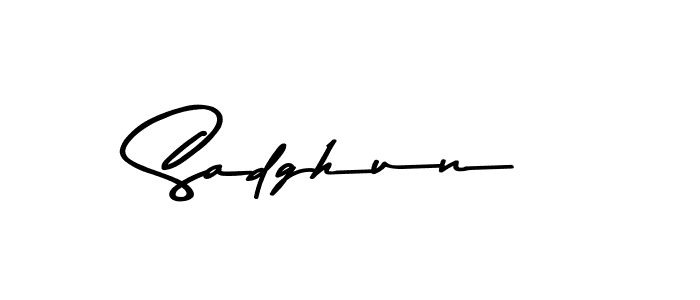 How to make Sadghun name signature. Use Asem Kandis PERSONAL USE style for creating short signs online. This is the latest handwritten sign. Sadghun signature style 9 images and pictures png