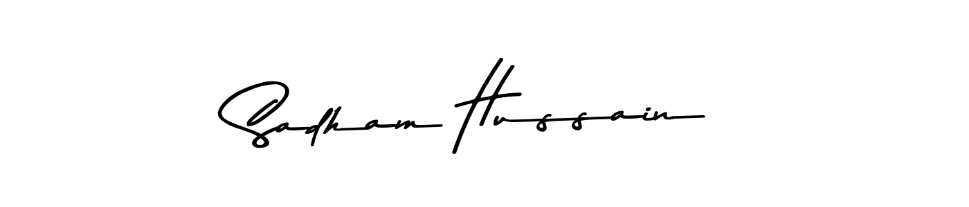 You should practise on your own different ways (Asem Kandis PERSONAL USE) to write your name (Sadham Hussain) in signature. don't let someone else do it for you. Sadham Hussain signature style 9 images and pictures png