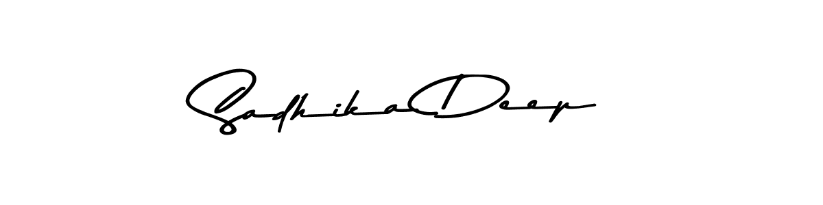 How to make Sadhika Deep name signature. Use Asem Kandis PERSONAL USE style for creating short signs online. This is the latest handwritten sign. Sadhika Deep signature style 9 images and pictures png