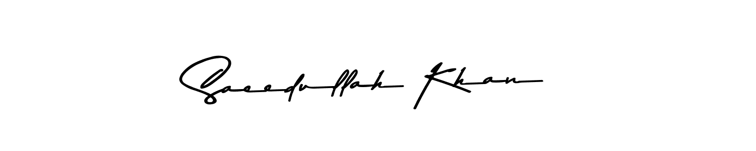 How to make Saeedullah Khan name signature. Use Asem Kandis PERSONAL USE style for creating short signs online. This is the latest handwritten sign. Saeedullah Khan signature style 9 images and pictures png