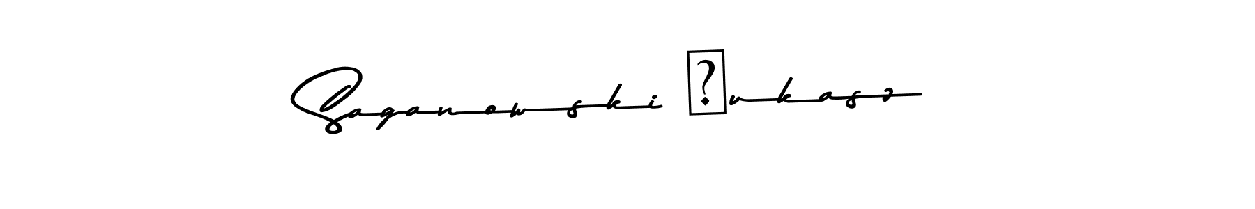 The best way (Asem Kandis PERSONAL USE) to make a short signature is to pick only two or three words in your name. The name Saganowski Łukasz include a total of six letters. For converting this name. Saganowski Łukasz signature style 9 images and pictures png