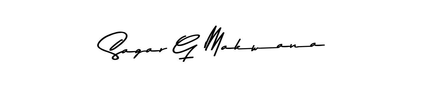 Create a beautiful signature design for name Sagar G Makwana. With this signature (Asem Kandis PERSONAL USE) fonts, you can make a handwritten signature for free. Sagar G Makwana signature style 9 images and pictures png