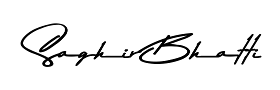 Personalize your online presence with Saghir Bhatti signature rendered in elegant Asem Kandis PERSONAL USE font. Great for website footers and blogs. Saghir Bhatti signature style 9 images and pictures png