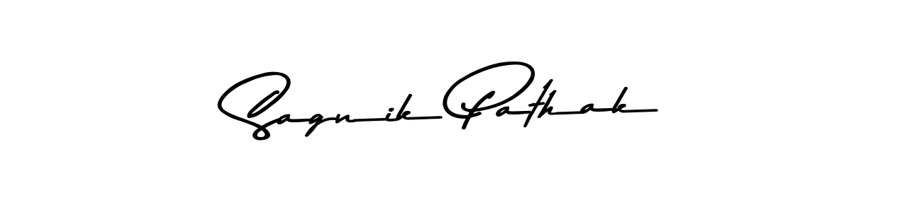 Make a beautiful signature design for name Sagnik Pathak. With this signature (Asem Kandis PERSONAL USE) style, you can create a handwritten signature for free. Sagnik Pathak signature style 9 images and pictures png