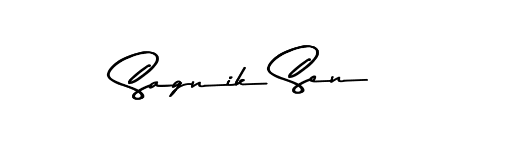Make a beautiful signature design for name Sagnik Sen. With this signature (Asem Kandis PERSONAL USE) style, you can create a handwritten signature for free. Sagnik Sen signature style 9 images and pictures png