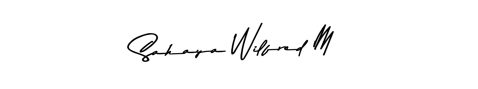 This is the best signature style for the Sahaya Wilfred M name. Also you like these signature font (Asem Kandis PERSONAL USE). Mix name signature. Sahaya Wilfred M signature style 9 images and pictures png