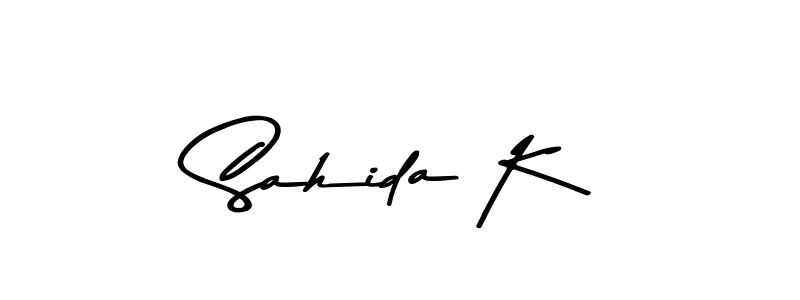 How to make Sahida K name signature. Use Asem Kandis PERSONAL USE style for creating short signs online. This is the latest handwritten sign. Sahida K signature style 9 images and pictures png