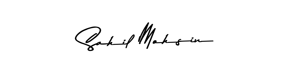 How to make Sahil Mohsin name signature. Use Asem Kandis PERSONAL USE style for creating short signs online. This is the latest handwritten sign. Sahil Mohsin signature style 9 images and pictures png