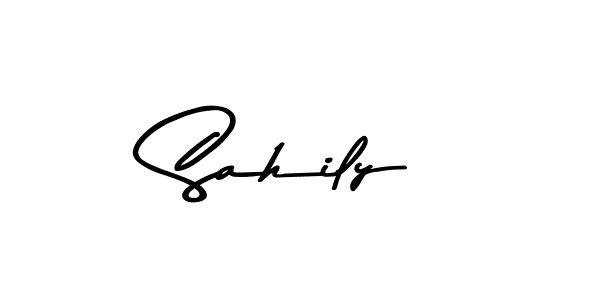 How to make Sahily name signature. Use Asem Kandis PERSONAL USE style for creating short signs online. This is the latest handwritten sign. Sahily signature style 9 images and pictures png