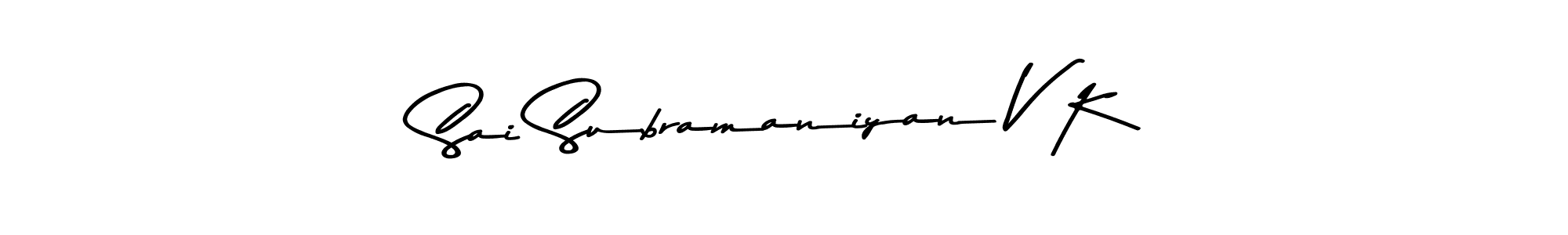 Asem Kandis PERSONAL USE is a professional signature style that is perfect for those who want to add a touch of class to their signature. It is also a great choice for those who want to make their signature more unique. Get Sai Subramaniyan V K name to fancy signature for free. Sai Subramaniyan V K signature style 9 images and pictures png