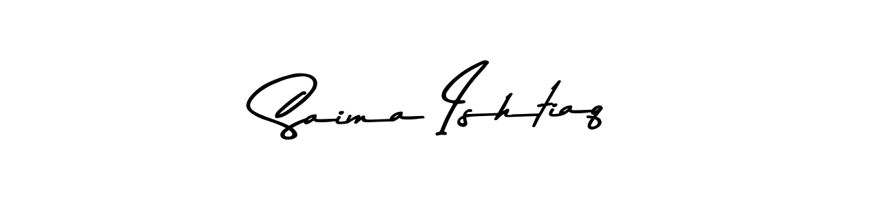 How to make Saima Ishtiaq name signature. Use Asem Kandis PERSONAL USE style for creating short signs online. This is the latest handwritten sign. Saima Ishtiaq signature style 9 images and pictures png