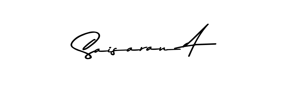 How to make Saisaran A name signature. Use Asem Kandis PERSONAL USE style for creating short signs online. This is the latest handwritten sign. Saisaran A signature style 9 images and pictures png