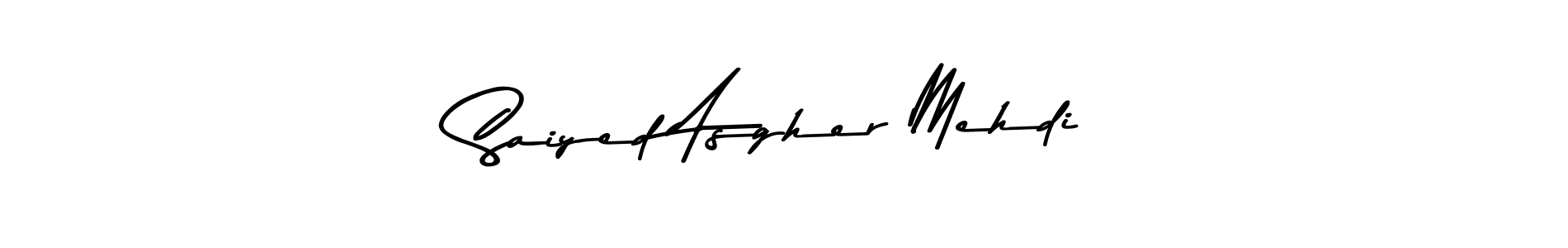 The best way (Asem Kandis PERSONAL USE) to make a short signature is to pick only two or three words in your name. The name Saiyed Asgher Mehdi include a total of six letters. For converting this name. Saiyed Asgher Mehdi signature style 9 images and pictures png