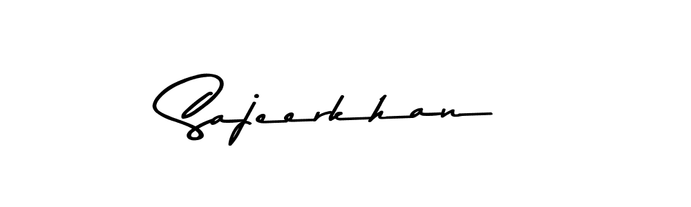 How to make Sajeerkhan name signature. Use Asem Kandis PERSONAL USE style for creating short signs online. This is the latest handwritten sign. Sajeerkhan signature style 9 images and pictures png