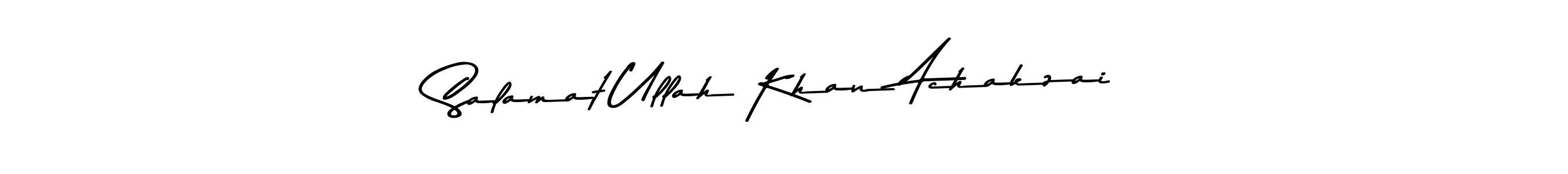 The best way (Asem Kandis PERSONAL USE) to make a short signature is to pick only two or three words in your name. The name Salamat Ullah Khan Achakzai include a total of six letters. For converting this name. Salamat Ullah Khan Achakzai signature style 9 images and pictures png