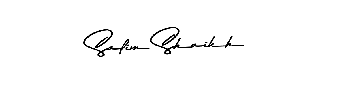 Create a beautiful signature design for name Salim Shaikh. With this signature (Asem Kandis PERSONAL USE) fonts, you can make a handwritten signature for free. Salim Shaikh signature style 9 images and pictures png