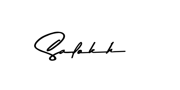 Make a beautiful signature design for name Salokh. With this signature (Asem Kandis PERSONAL USE) style, you can create a handwritten signature for free. Salokh signature style 9 images and pictures png