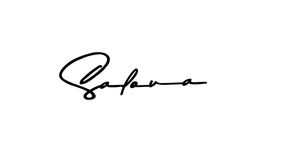 Make a beautiful signature design for name Saloua. With this signature (Asem Kandis PERSONAL USE) style, you can create a handwritten signature for free. Saloua signature style 9 images and pictures png