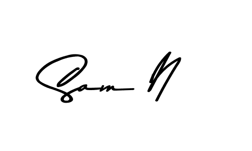 How to make Sam N name signature. Use Asem Kandis PERSONAL USE style for creating short signs online. This is the latest handwritten sign. Sam N signature style 9 images and pictures png