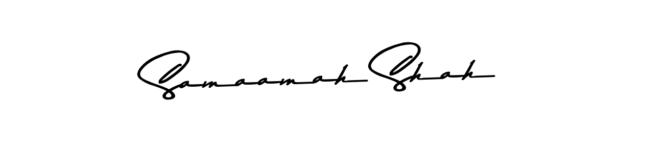 Also You can easily find your signature by using the search form. We will create Samaamah Shah name handwritten signature images for you free of cost using Asem Kandis PERSONAL USE sign style. Samaamah Shah signature style 9 images and pictures png