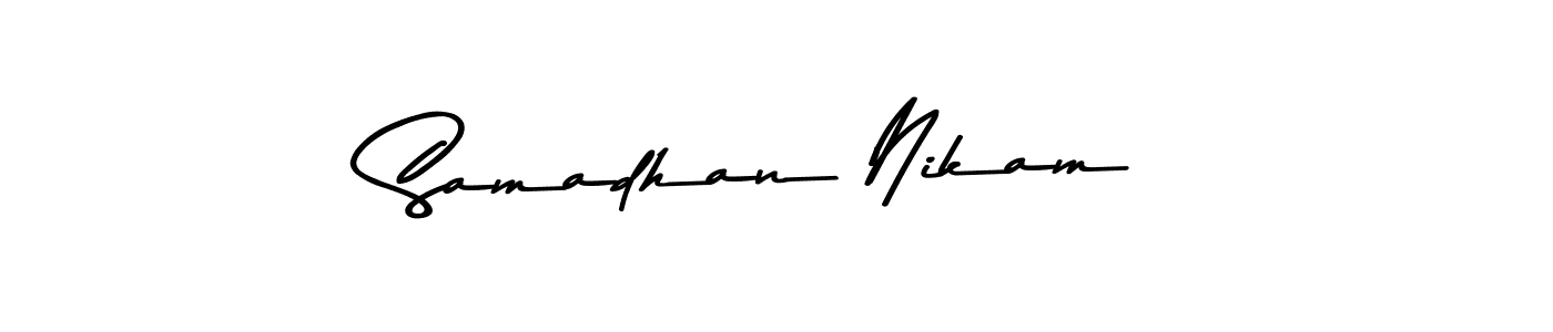 Make a beautiful signature design for name Samadhan Nikam. With this signature (Asem Kandis PERSONAL USE) style, you can create a handwritten signature for free. Samadhan Nikam signature style 9 images and pictures png