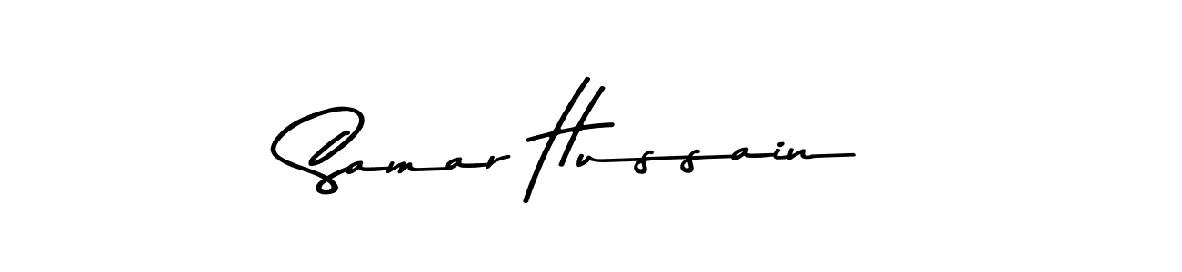 How to make Samar Hussain name signature. Use Asem Kandis PERSONAL USE style for creating short signs online. This is the latest handwritten sign. Samar Hussain signature style 9 images and pictures png