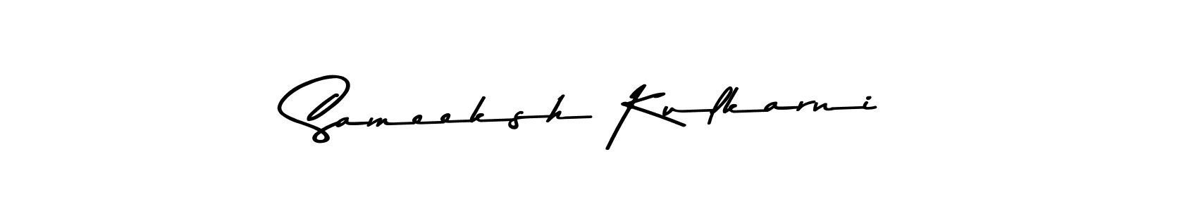 How to make Sameeksh Kulkarni name signature. Use Asem Kandis PERSONAL USE style for creating short signs online. This is the latest handwritten sign. Sameeksh Kulkarni signature style 9 images and pictures png