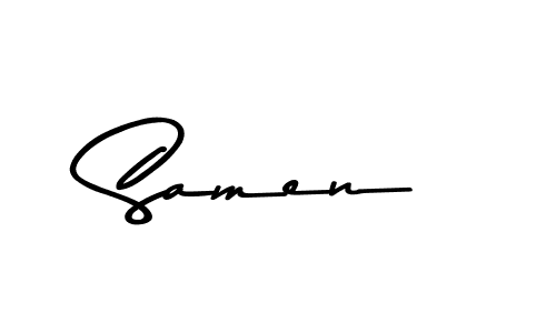 Create a beautiful signature design for name Samen. With this signature (Asem Kandis PERSONAL USE) fonts, you can make a handwritten signature for free. Samen signature style 9 images and pictures png