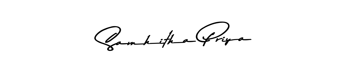 The best way (Asem Kandis PERSONAL USE) to make a short signature is to pick only two or three words in your name. The name Samhitha Priya include a total of six letters. For converting this name. Samhitha Priya signature style 9 images and pictures png